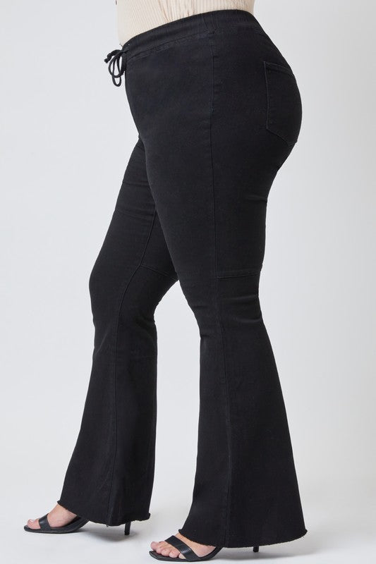 Black Pull-on Flare Jeans