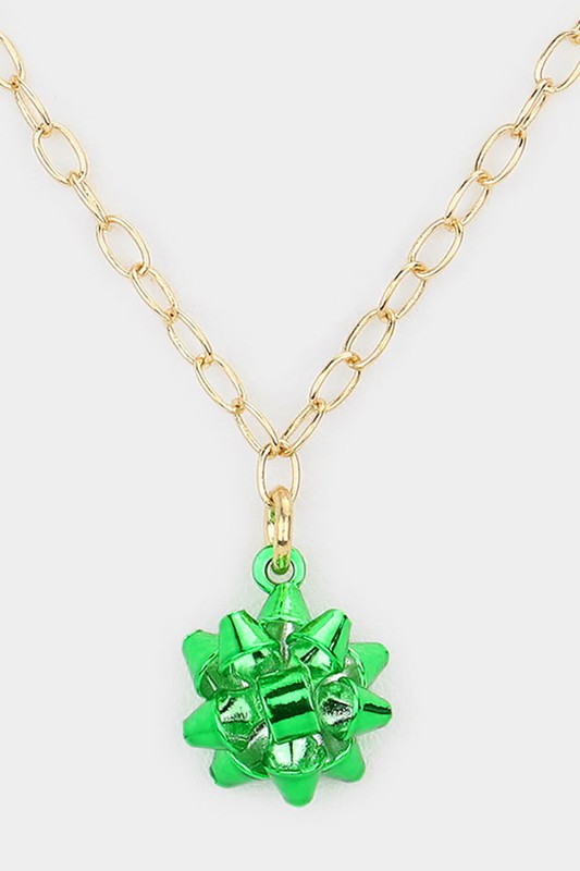 Christmas Gift Bow Necklace