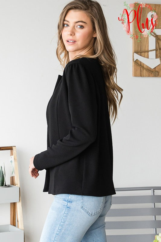 Black No Lapel Blazer