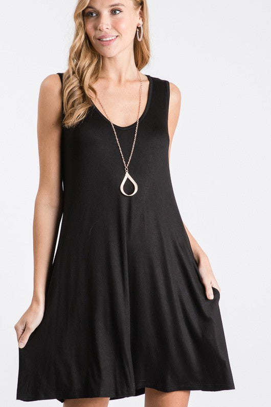 Black V-Neck Tank Dress