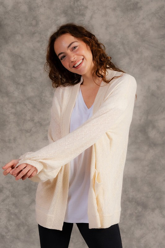 Ivory Open Woven Cardigan
