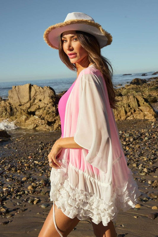 Frilly Cream Kimono/Cover-Up