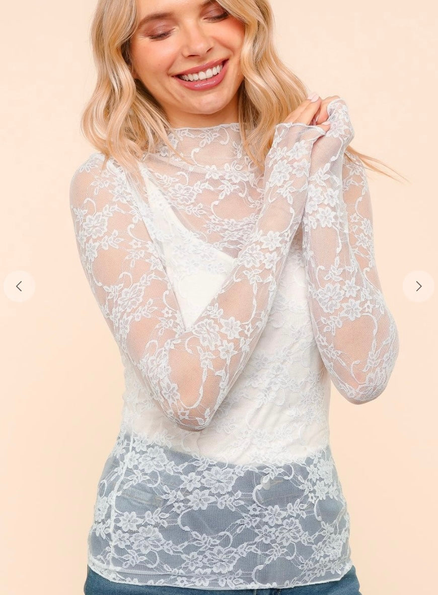 Lace Mesh Long Sleeve