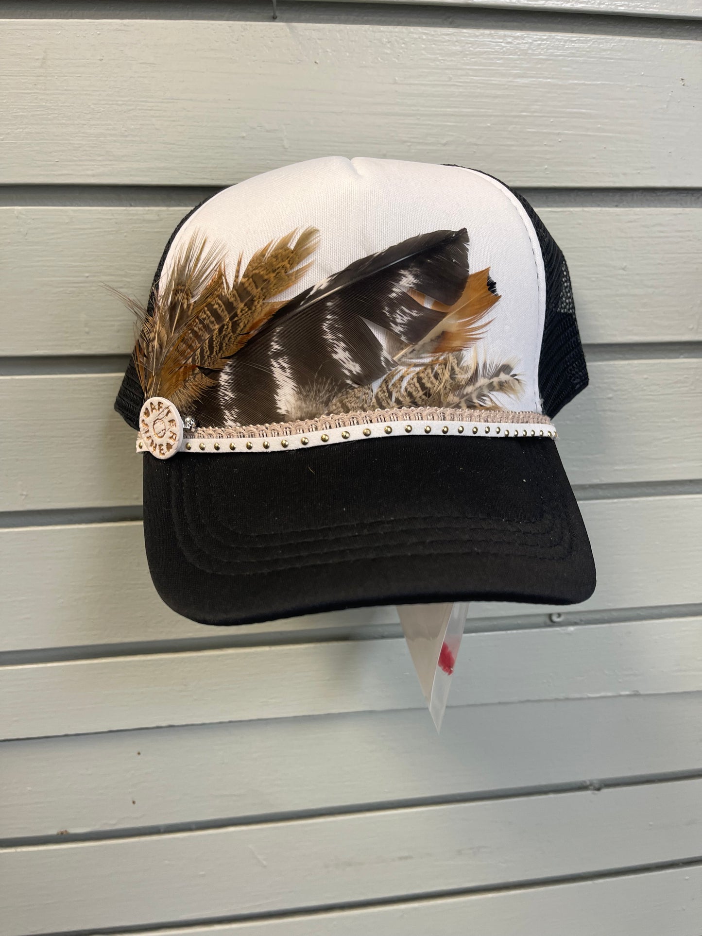 Black Pheasant Feather Trucker Hat