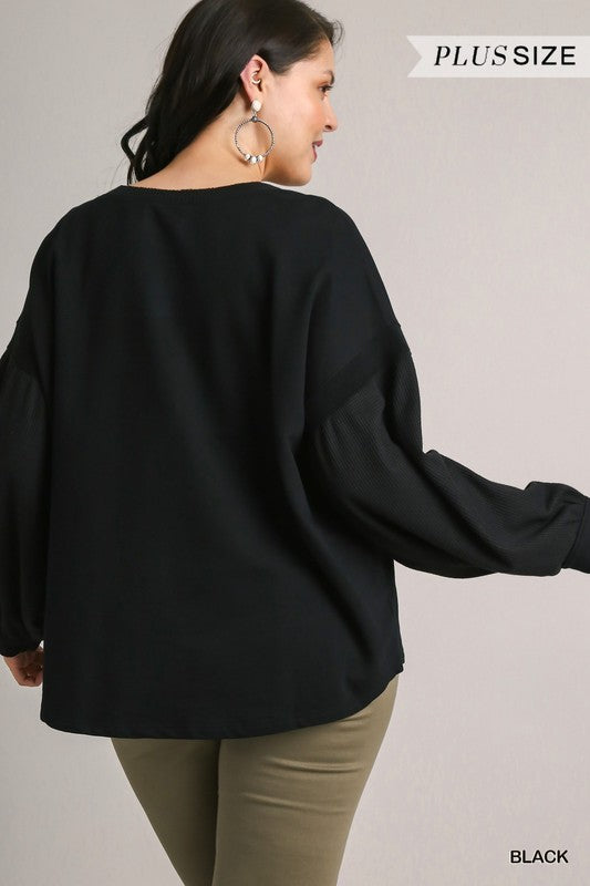 Black Drop Shoulder Top