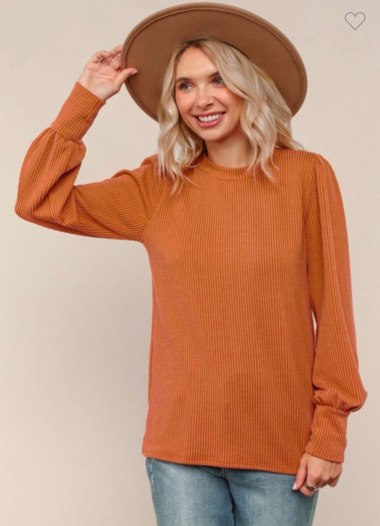 Chic in Rust Ribbed Top