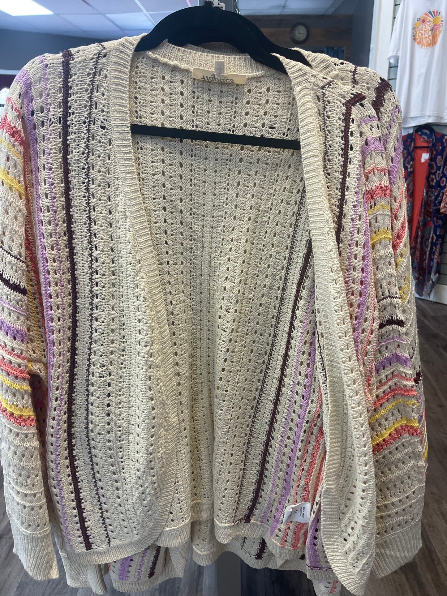 Knit Cardigan w/ Colored Strips