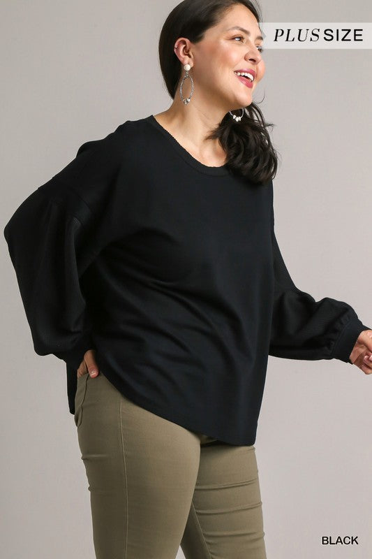 Black Drop Shoulder Top