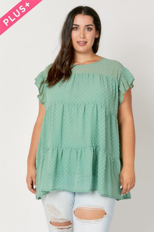 Swiss Dot, Ruffle Sleeve Top