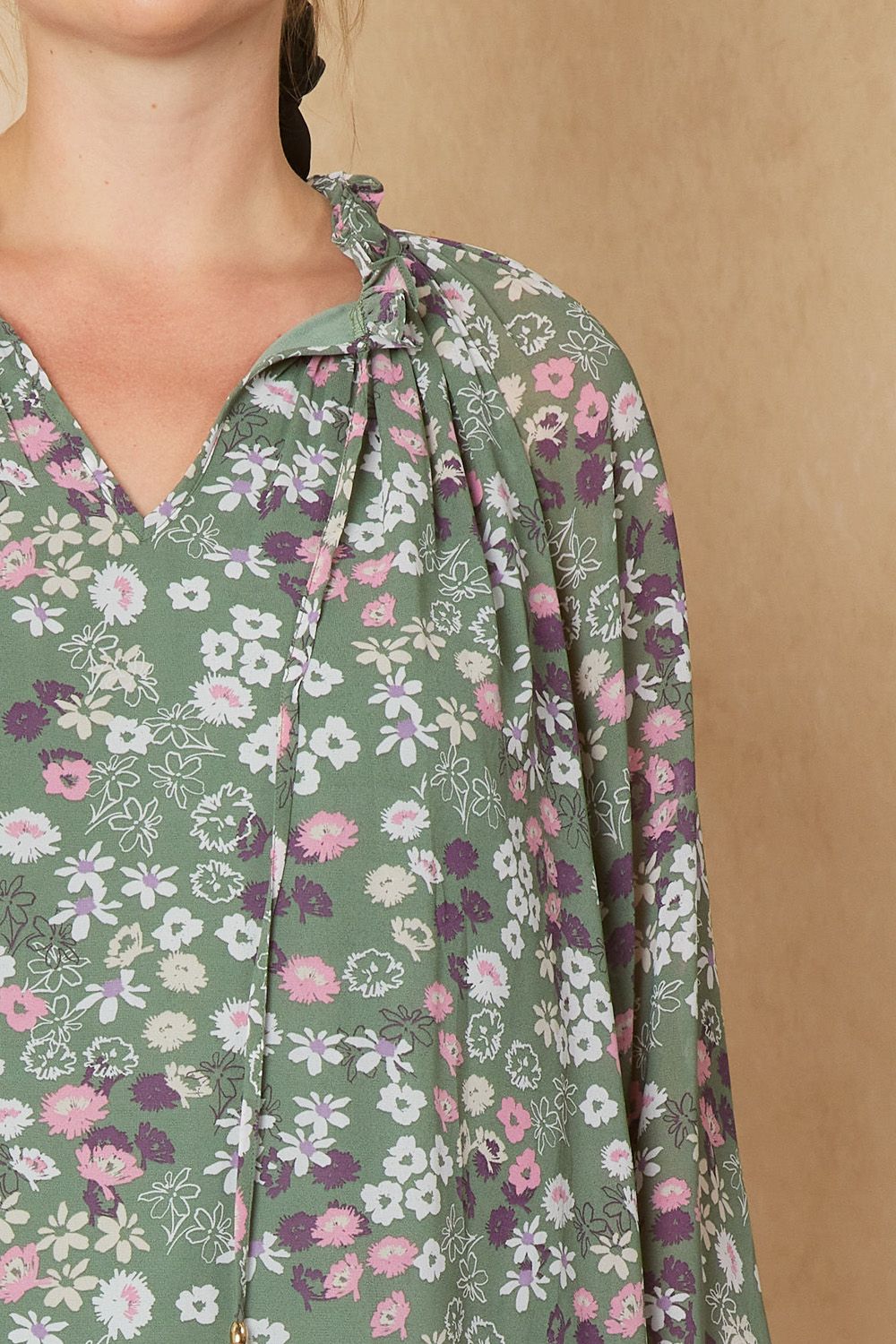 Olive Floral Top
