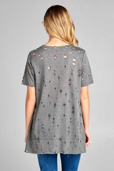 Charcoal Distressed Tee