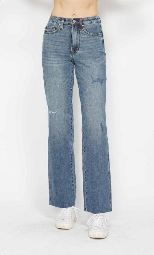 Raw Hem High Waist Straight