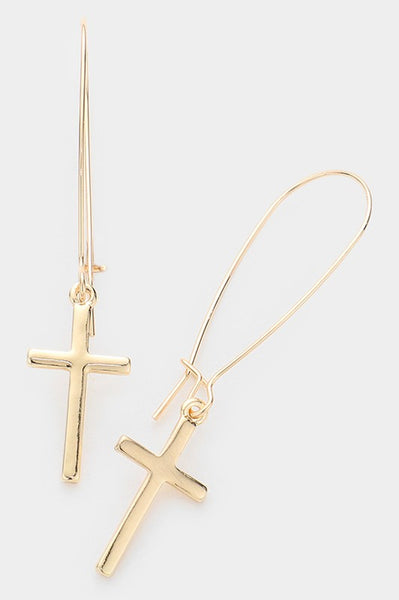 Metal Cross Pendant Dangle Earrings