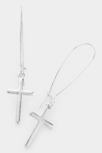 Metal Cross Pendant Dangle Earrings