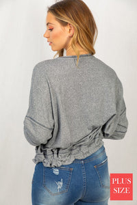 Charcoal Heathered Knit Crop Top
