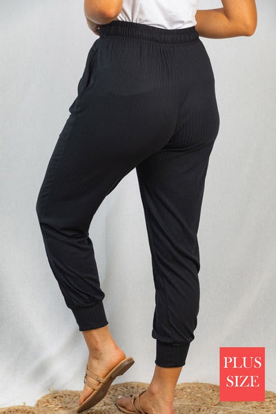 High Waisted Ribbed Knit Joggers