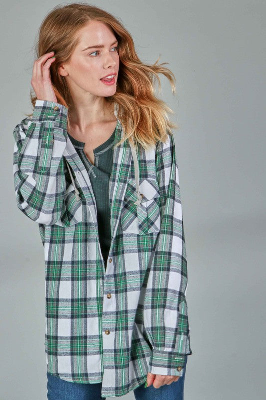 Plaid Flannel with Hood - Assorted Colors