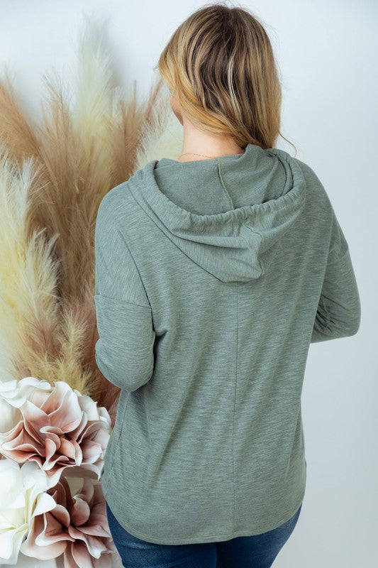 Light Olive Keyhole Hoodie