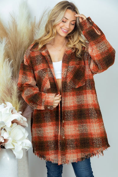 Rust/Brown Plaid Jacket with Pockets