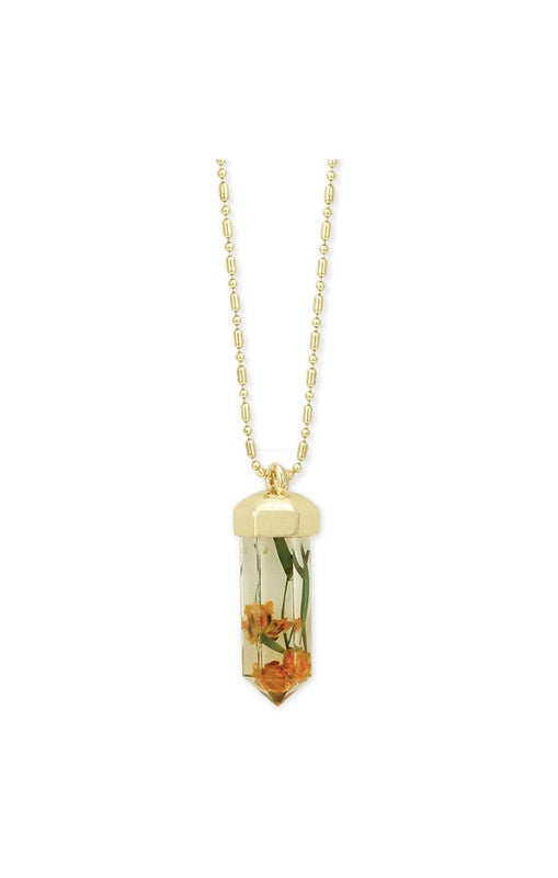 Yellow Flower Crystal Necklace