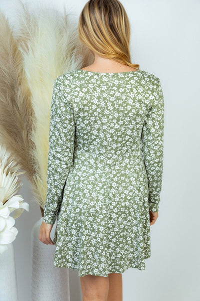 Light Olive Floral Knit Dress