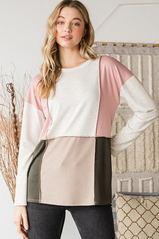 Oatmeal Color Block Top