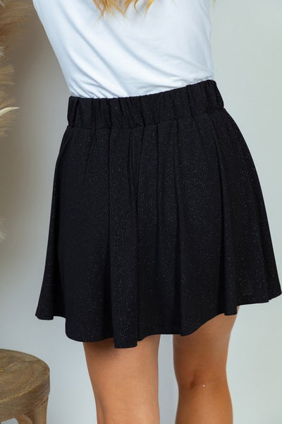 High Waisted Metallic Knit Skirt