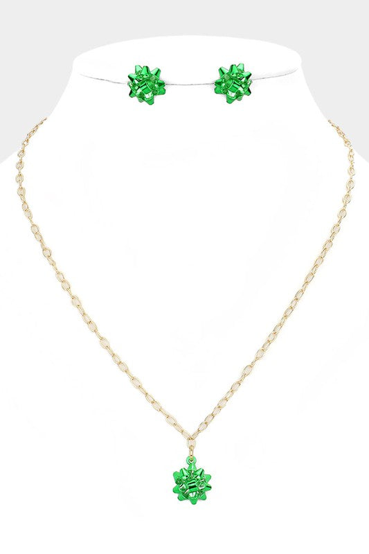 Christmas Gift Bow Necklace