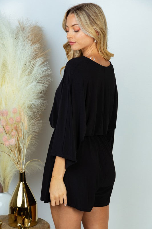 $10 Three Quarter Sleeve Solid Knit Romper