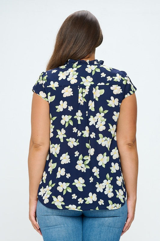 Navy Floral Top