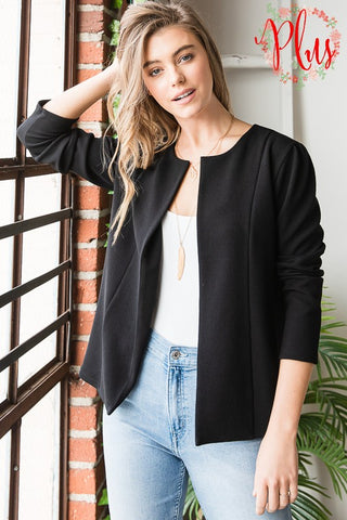 Balck No Lapel Blazer