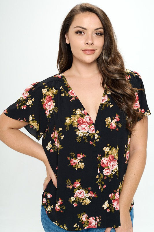 Black Floral Top