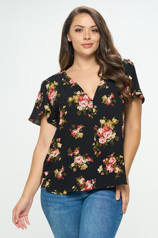 Black Floral Top