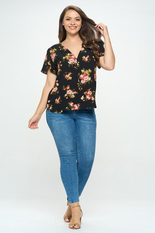 Black Floral Top