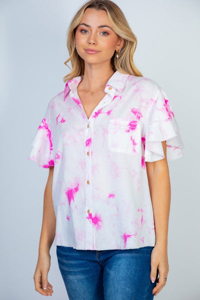 $14 Pink/White Tie-Dye Top 2X only