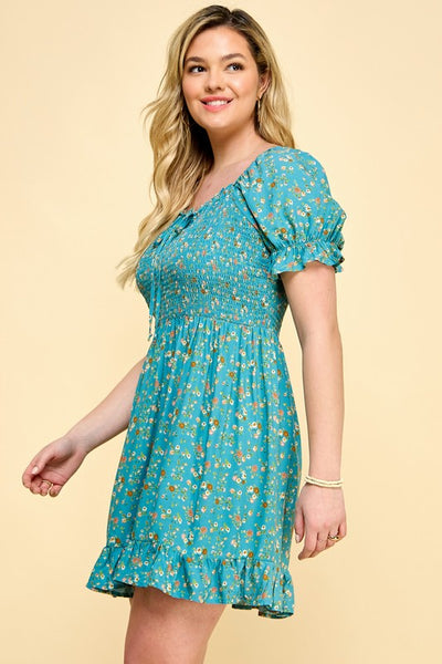 $18 Blue/Teal Floral Baby Doll Dress