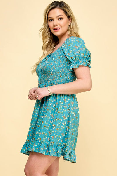 $18 Blue/Teal Floral Baby Doll Dress