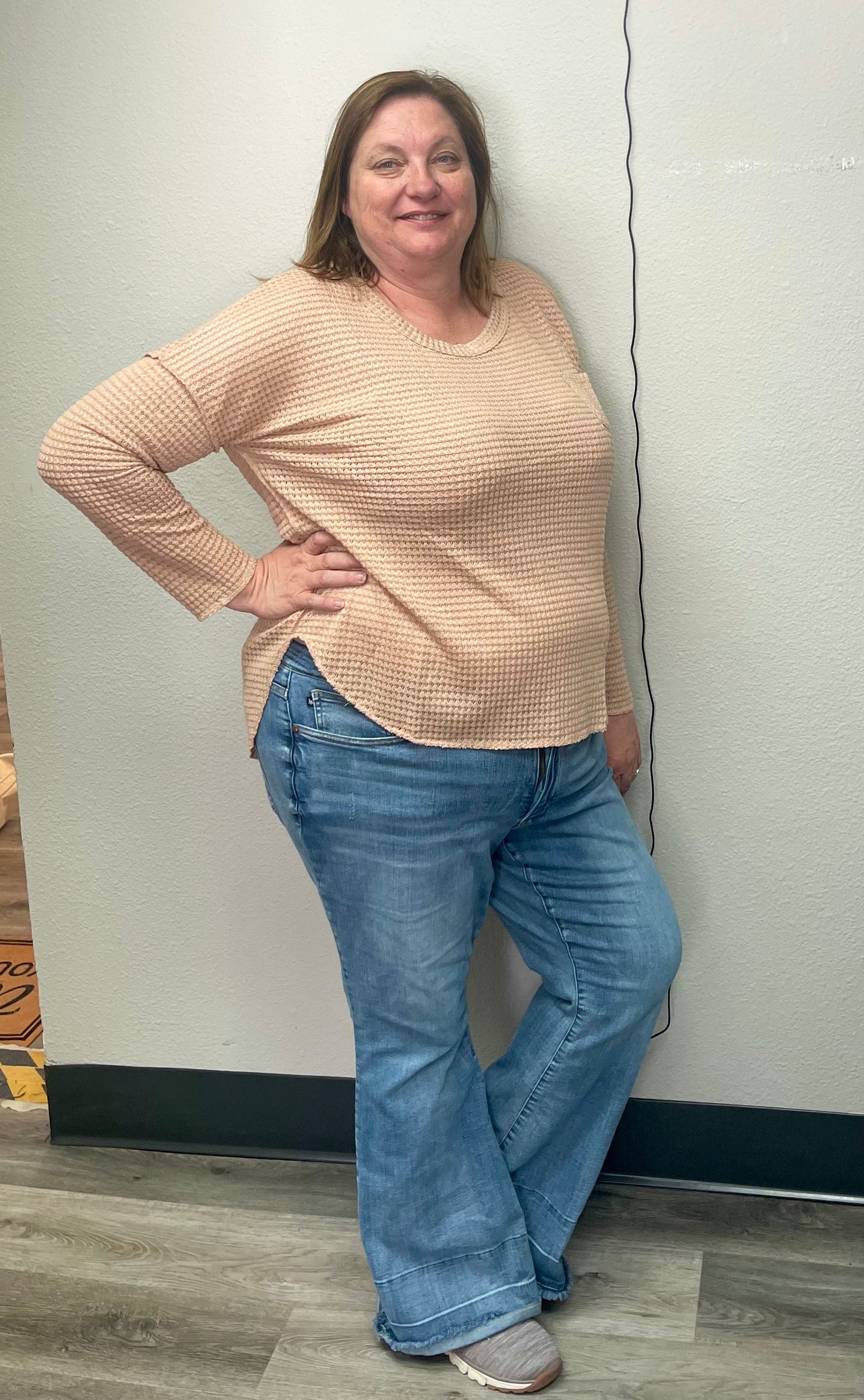 Swoop Neck Waffle Top