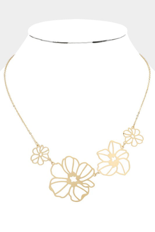 Metal Flower Link Necklace