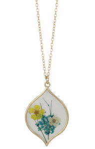 Dried Flower Necklace - Yellow/Blue