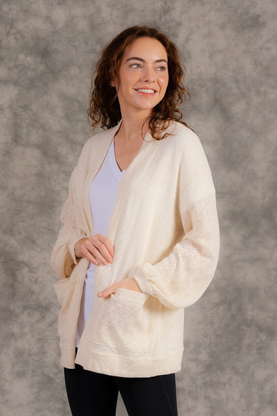 Ivory Open Woven Cardigan