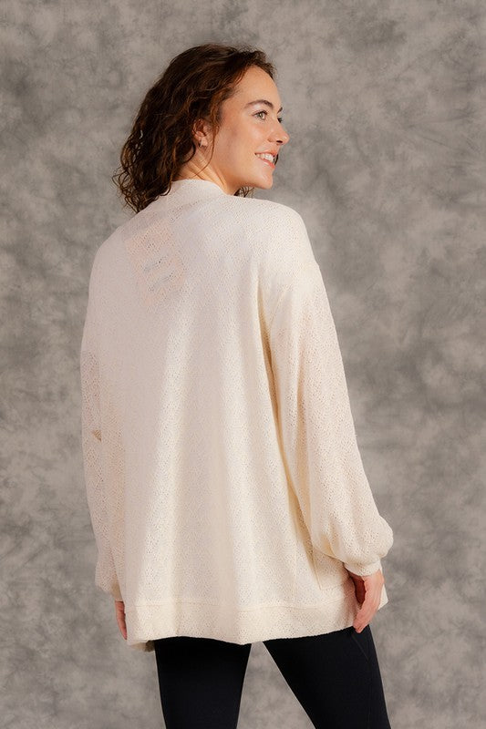 Ivory Open Woven Cardigan