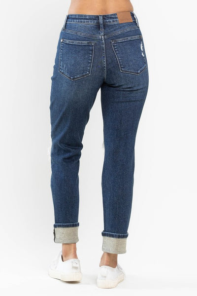 Mid Rise Buffalo Plaid Patches Jeans
