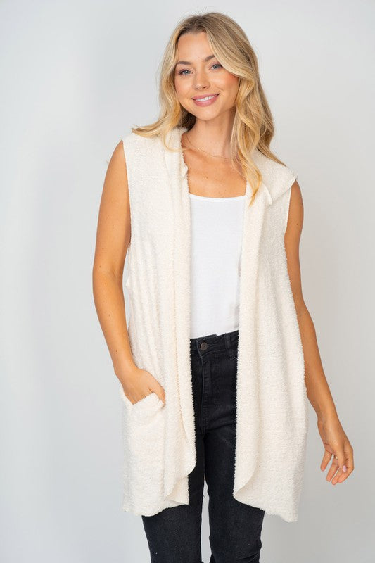 Ivory Sleeveless Cardigan