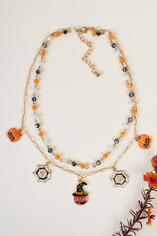 Layered Halloween Charm Necklace