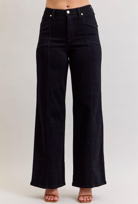 Black Retro Wide Leg Jean