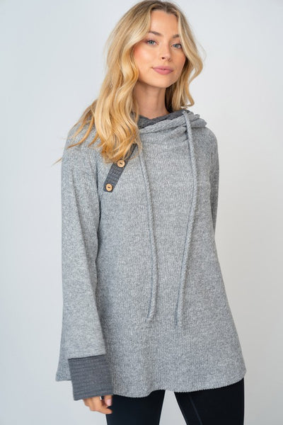 Heather Grey Ribbed Hoodie