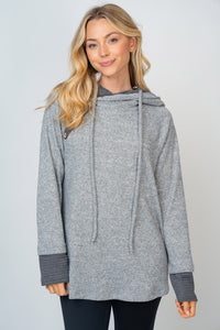 Heather Grey Ribbed Hoodie