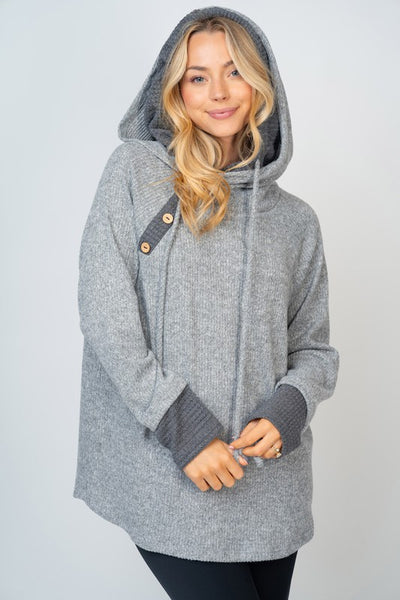 Heather Grey Ribbed Hoodie