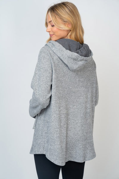 Heather Grey Ribbed Hoodie